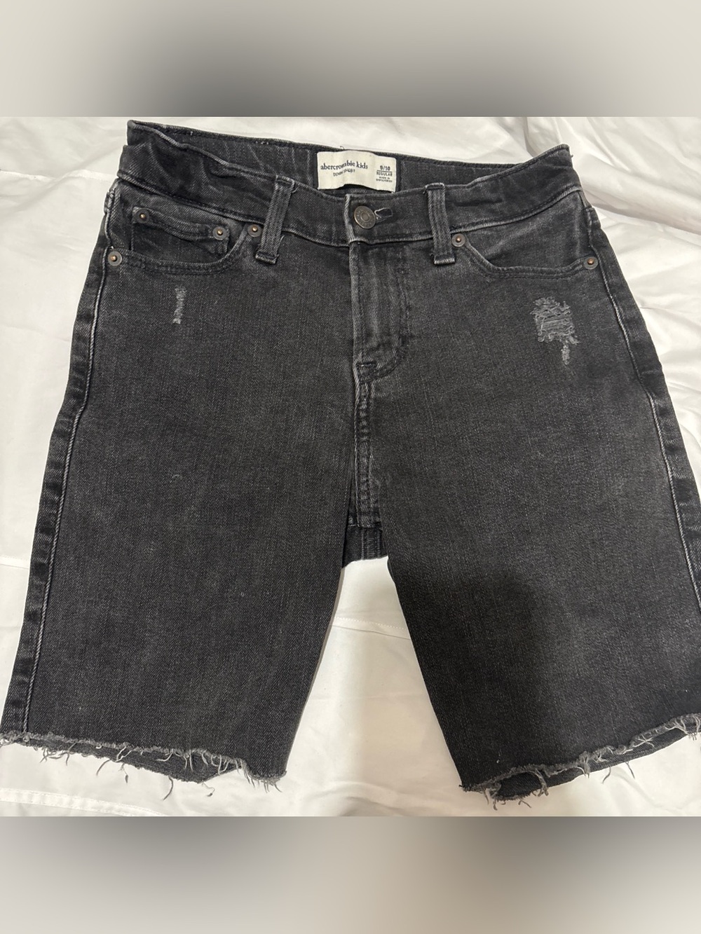 abercrombie kids Black Slim Straight Denim Shorts
